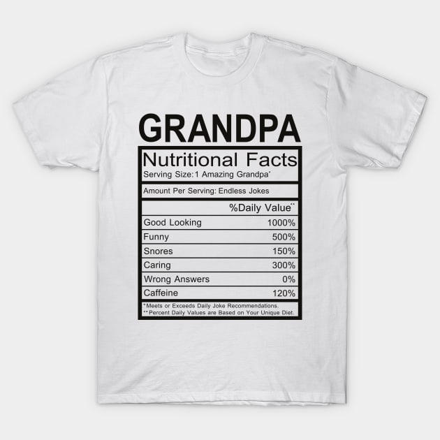 Grandpa Nutritional Facts T-Shirt by DragonTees